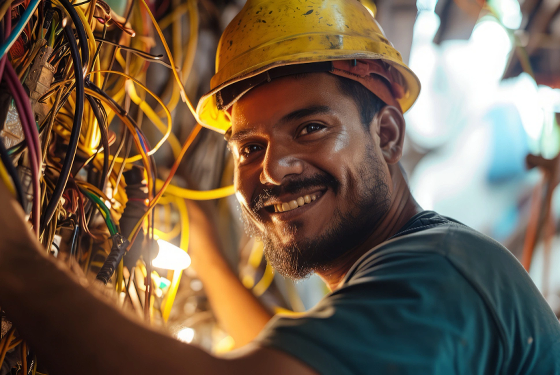 Licensed electrician performing wiring work in a Coimbatore property
